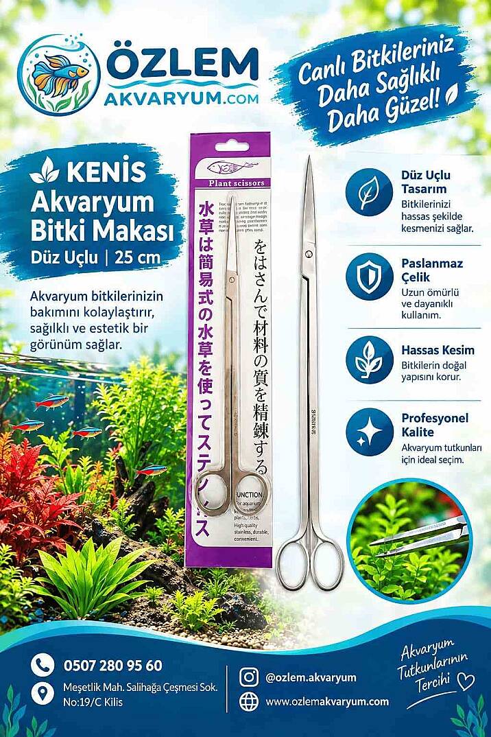 Akvaryum Bitki Makası Düz Uçlu 25 cm - 1
