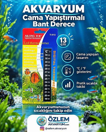 Akvaryum Cama Yapıştırmalı Bant Derece 13 cm