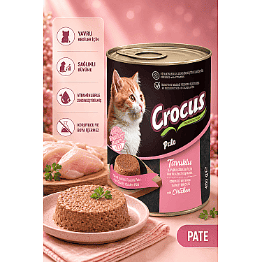 Crocus Yavru Kedi Tavuklu Pate Yaş Mama 400g - 1