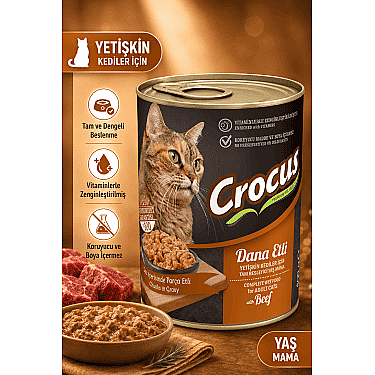 Crocus Yetişkin Kedi Dana Etli Yaş Mama 400g
