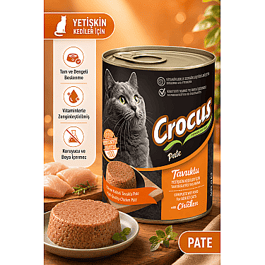 Crocus Yetişkin Kedi Tavuklu Pate Yaş Mama 400g - 1